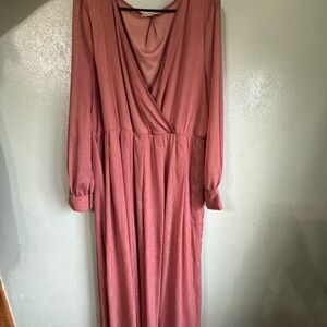 Elegant Pink Long Sleeve Dress